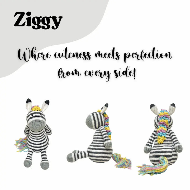Happy Threads Ziggy the Zebra | Cuddly Handcrafted Crochet Plush