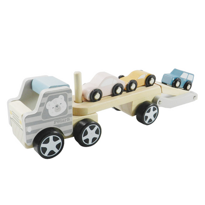 Playbox Car Carrier Truck and Cars Wooden Toy Set
