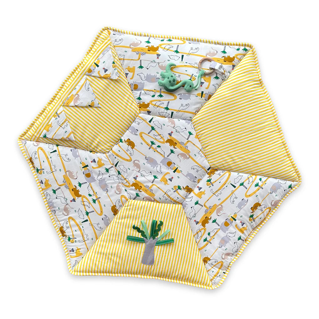 GWD Kids Yellow Dinosaur Play Gym &amp; Sensory Mat Set