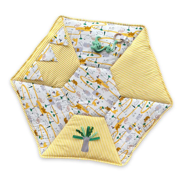 GWD Kids Yellow Dinosaur Play Gym &amp; Sensory Mat Set