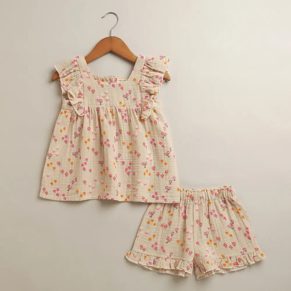 Sweetlime By As Bloomberry Petals Cotton Ruffle Summer Co-ord Set
