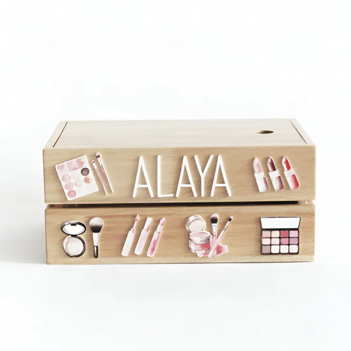 The Tiny Trove Personalized Wooden Box - Makeup Theme