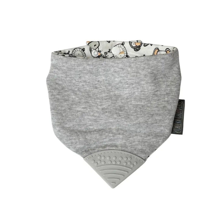 Cheeky Chompers Neckerchew for Babies &amp; Toddlers, Reversible Bib with Attached Silicone Teether, Super Absorbent, BPA-Free, 2–24 Months - Panda Pals