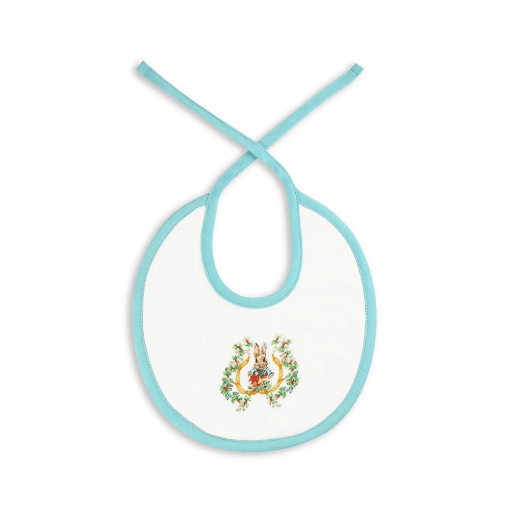 The Baby Trunk Organic Cotton Peter Rabbit Bib For Newborn Baby - Teal