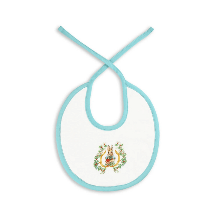 The Baby Trunk Organic Cotton Peter Rabbit Bib For Newborn Baby - Teal