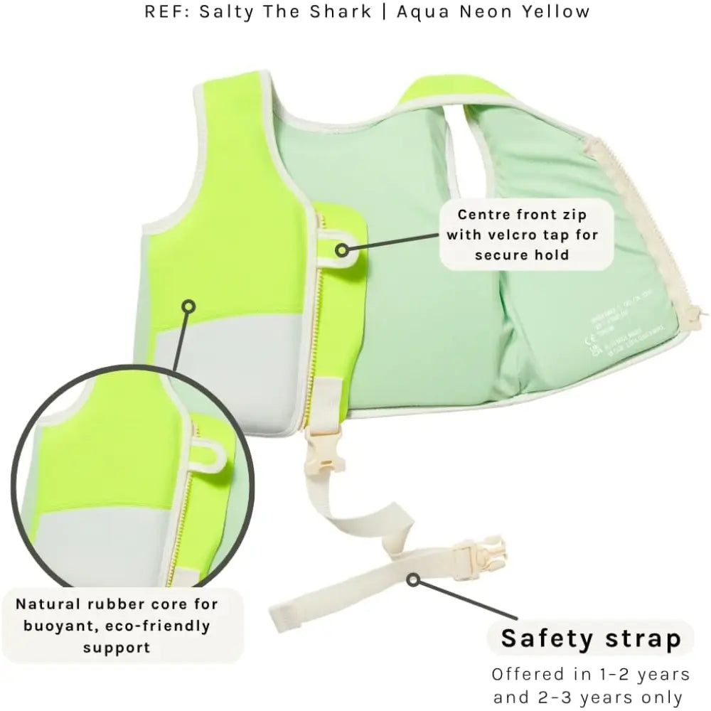 SUNNYLiFE Salty the Shark Swim Vest Neon Yellow