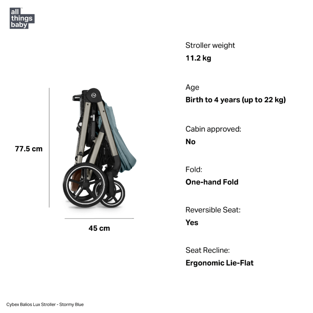 Cybex Balios S Lux Stroller with Reversible Seat, Flat Recline, One Ha –