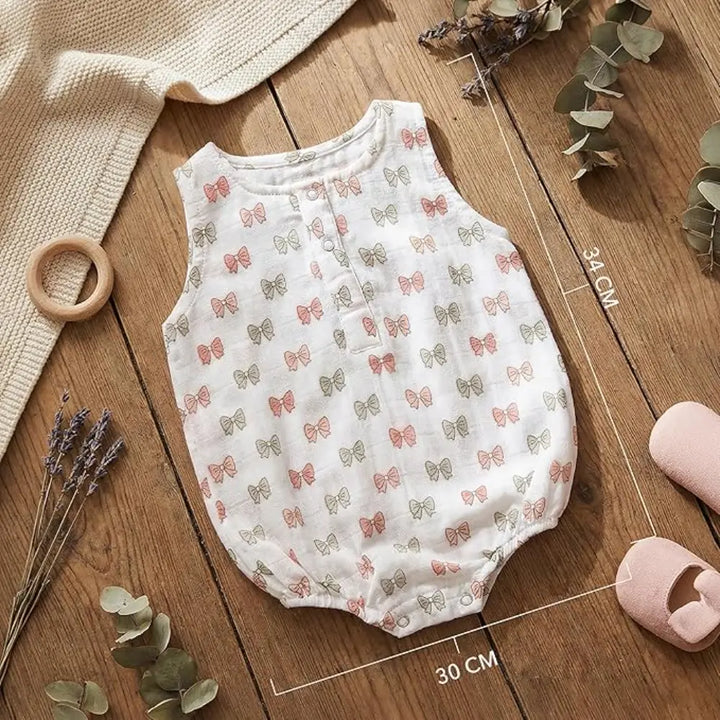 The White Cradle Organic Cotton Baby Romper for Newborn Baby Boy &amp; Girl | Pack of 2 Gray Bow with Beetle Infant Rompers | Snap Button Crotch for Easy Diaper Change | Soft Summer Baby Outfit