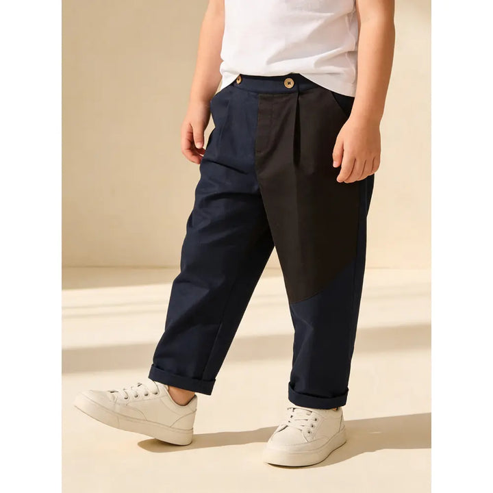 The Baby Trunk Unisex Comfy Patch Pants - Navy and Coffee