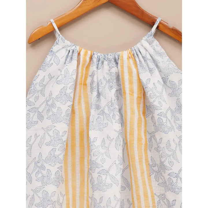Liz Jacob Girls White Kota Cotton Blockprinted Dress | Whitelily