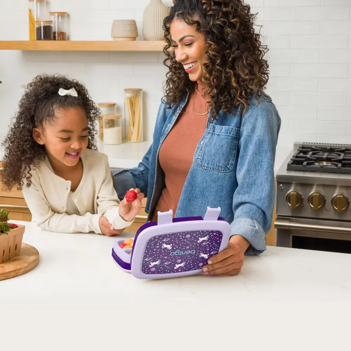 Bentgo Kids Prints with 5 Compartments, Leak-Proof Bento Lunch Box, BPA &amp; PFAS-Free, Microwave &amp; Dishwasher Safe Tray,  3–7 Years - Unicorn