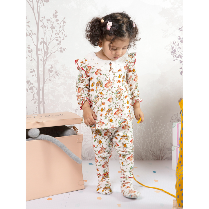 The Baby Trunk Organic Cotton Embroidered Coord Set – Gift Box for Baby Girls