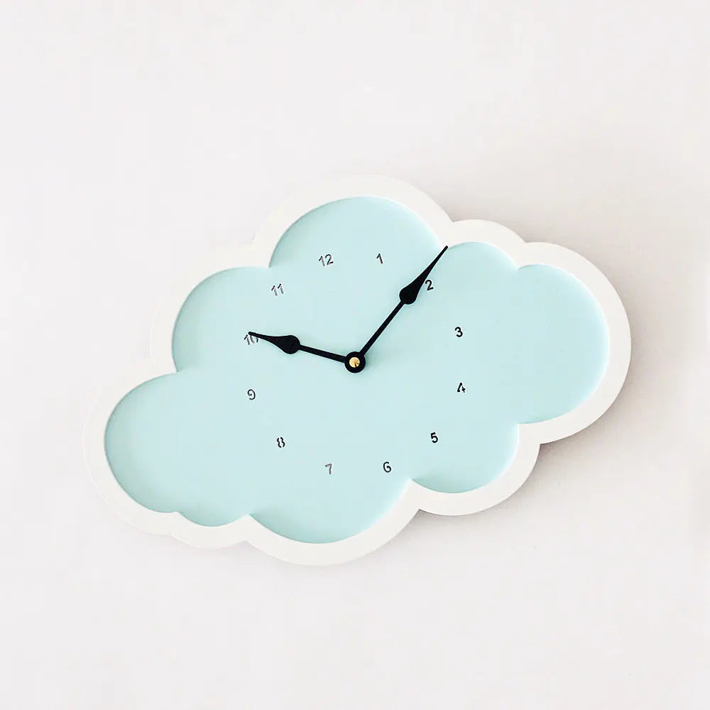 The Tiny Trove Cloud Clock - Blue - White Border
