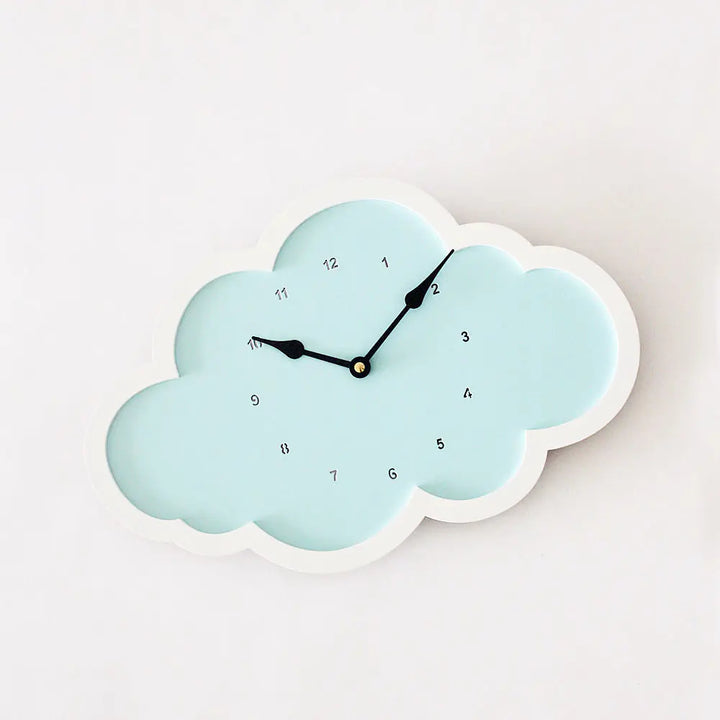 The Tiny Trove Cloud Clock - Blue - White Border