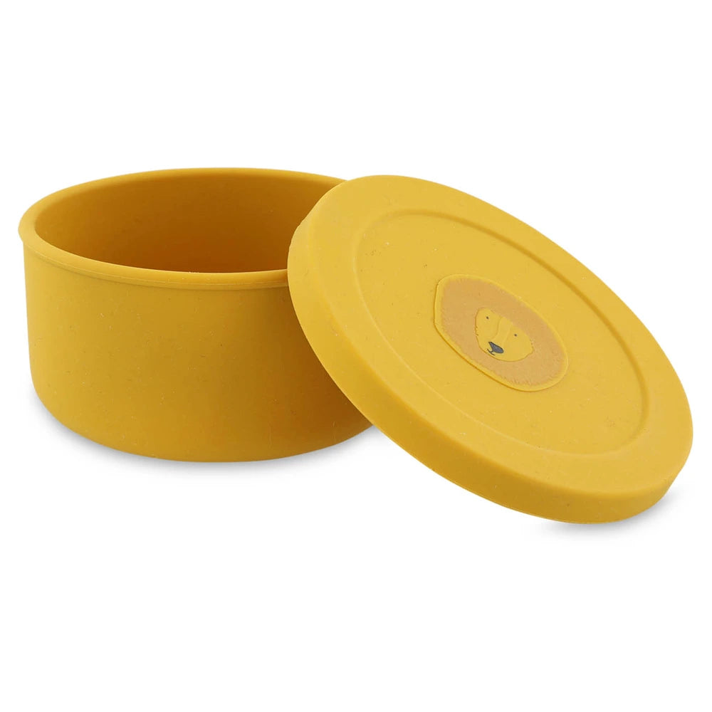 Trixie Silicone Snack Pot with Lid | 100% Food-Grade Silicone Snack Container with Easy-Open Lid for Fruits, Crackers &amp; Travel | 4 Months Onwards | Mr. Lion