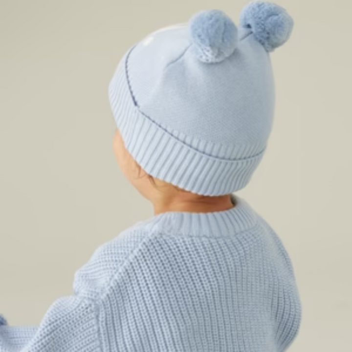 NamelyCo Double Pom Pom Beanie - Kentucky Blue