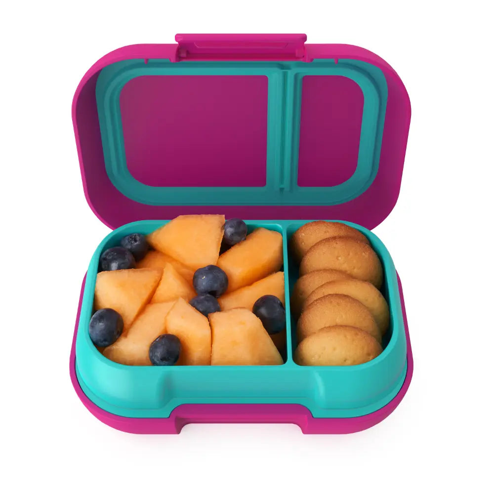 Bentgo Kids Leak-Proof Lunch Box with 2 Compartments, BPA-Free Bento Snack Box, Microwave, Dishwasher &amp; Freezer Safe, 355 ml - Fuchsia/Teal