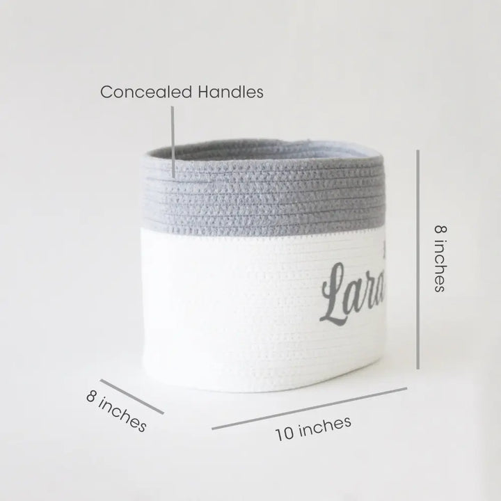 The Tiny Trove Personalized Storage Basket - Set of 3 - Woodland Theme - Grey