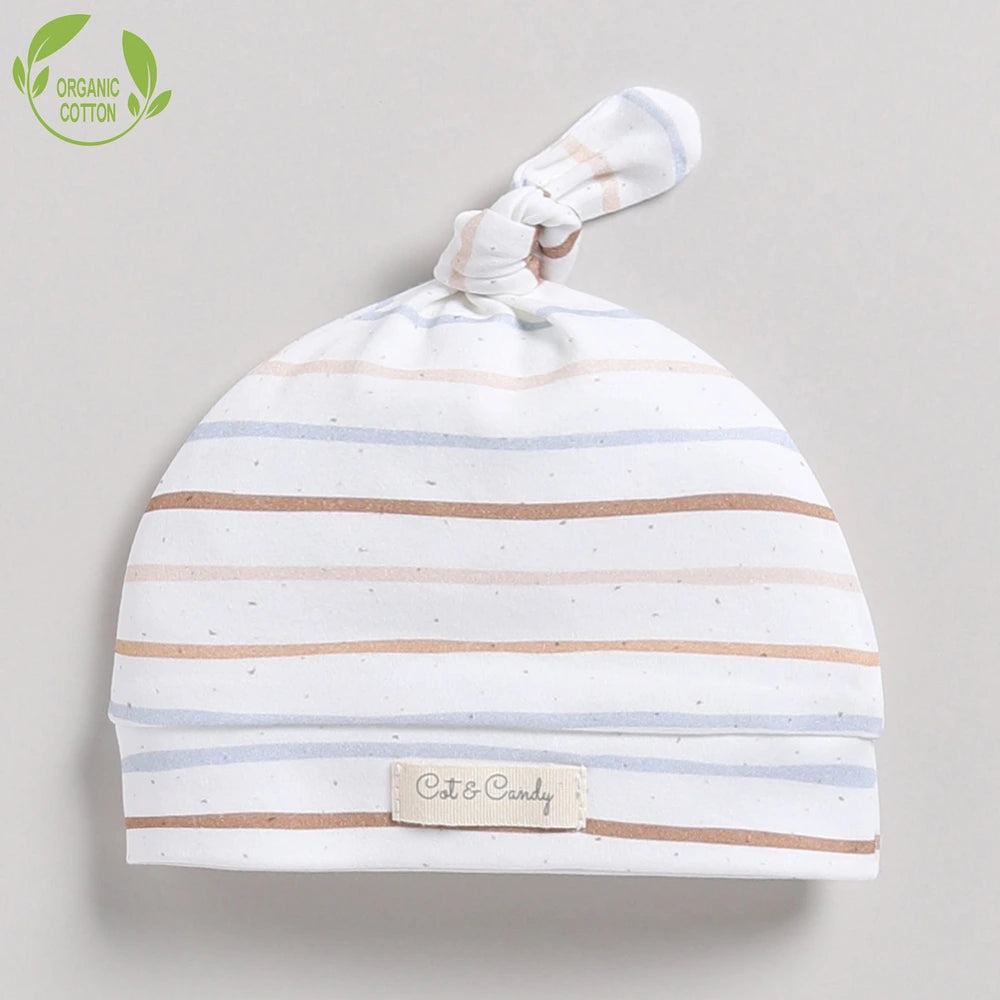 Cot &amp; Candy Baby Organic Beanie - Earthy stripe
