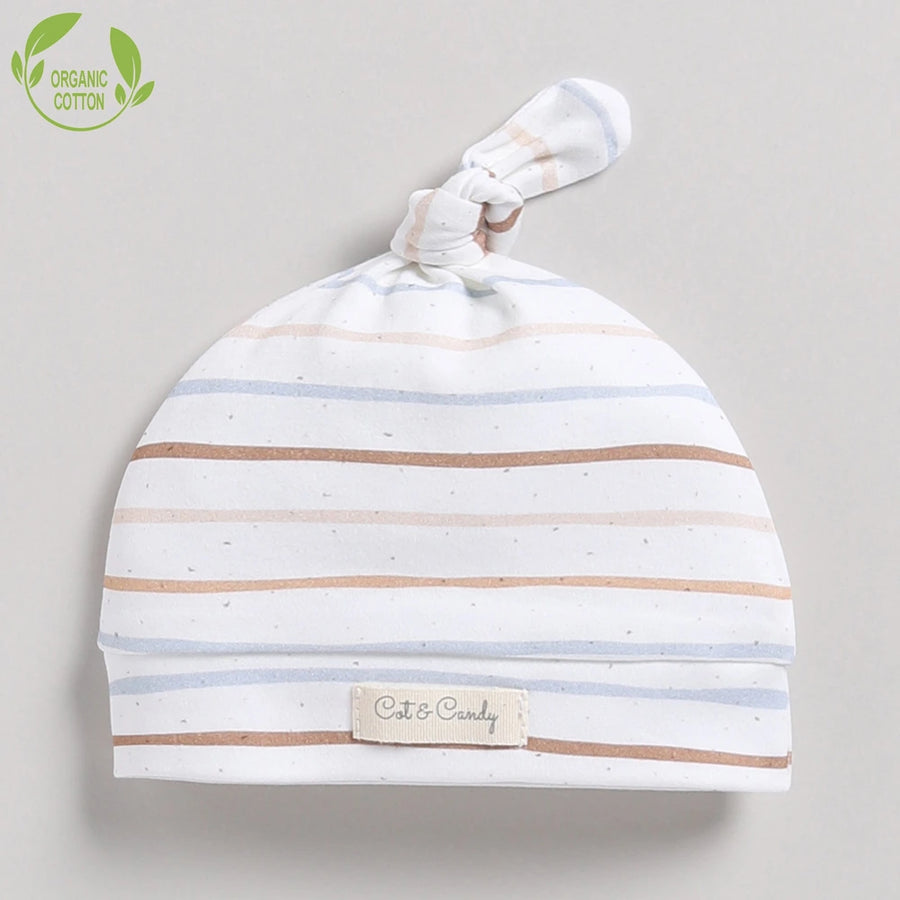 Cot & Candy Baby Organic Beanie - Earthy stripe