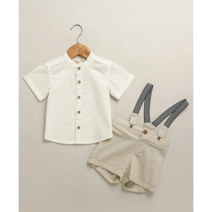 Sweetlime By As Classic Little Gentleman Suspender Shorts Set with Cotton Shirt