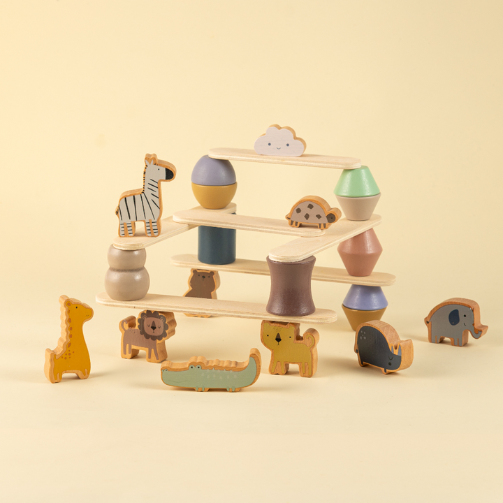 Playbox Wooden Zoo Tower Balancing Activity Toy