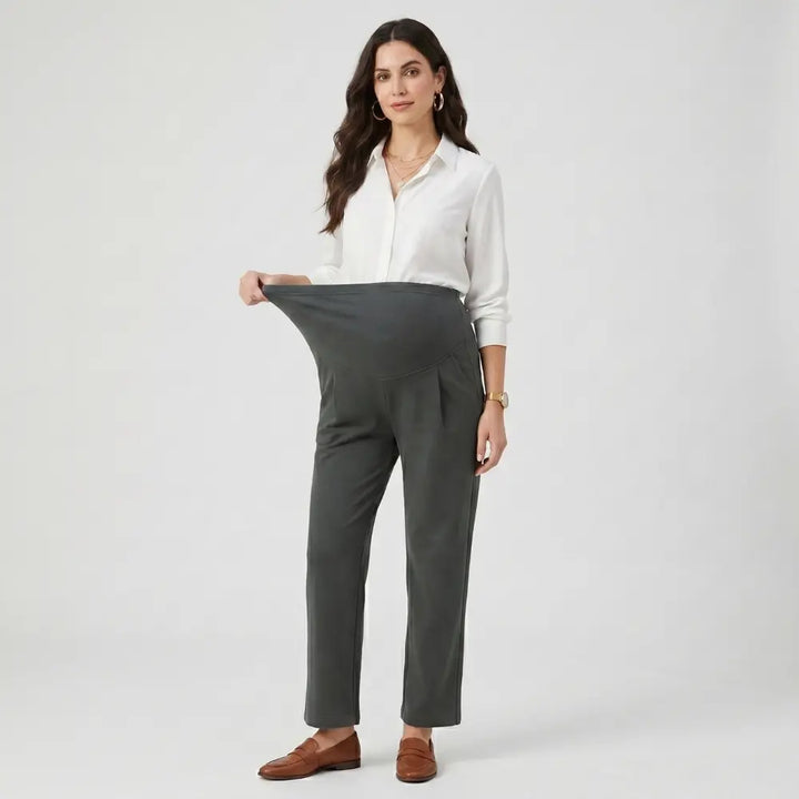 SOL MAMA Over Bump Straight Pants - Medium Grey