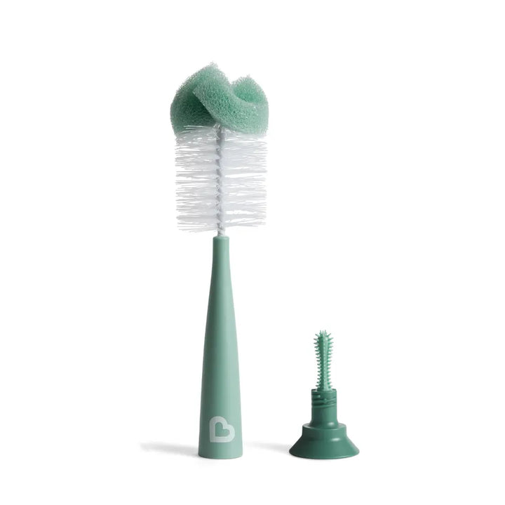Munchkin Sponge Bottle Brush - with Suction Base and  Soft Rubber Nipple Brush - Sage Green