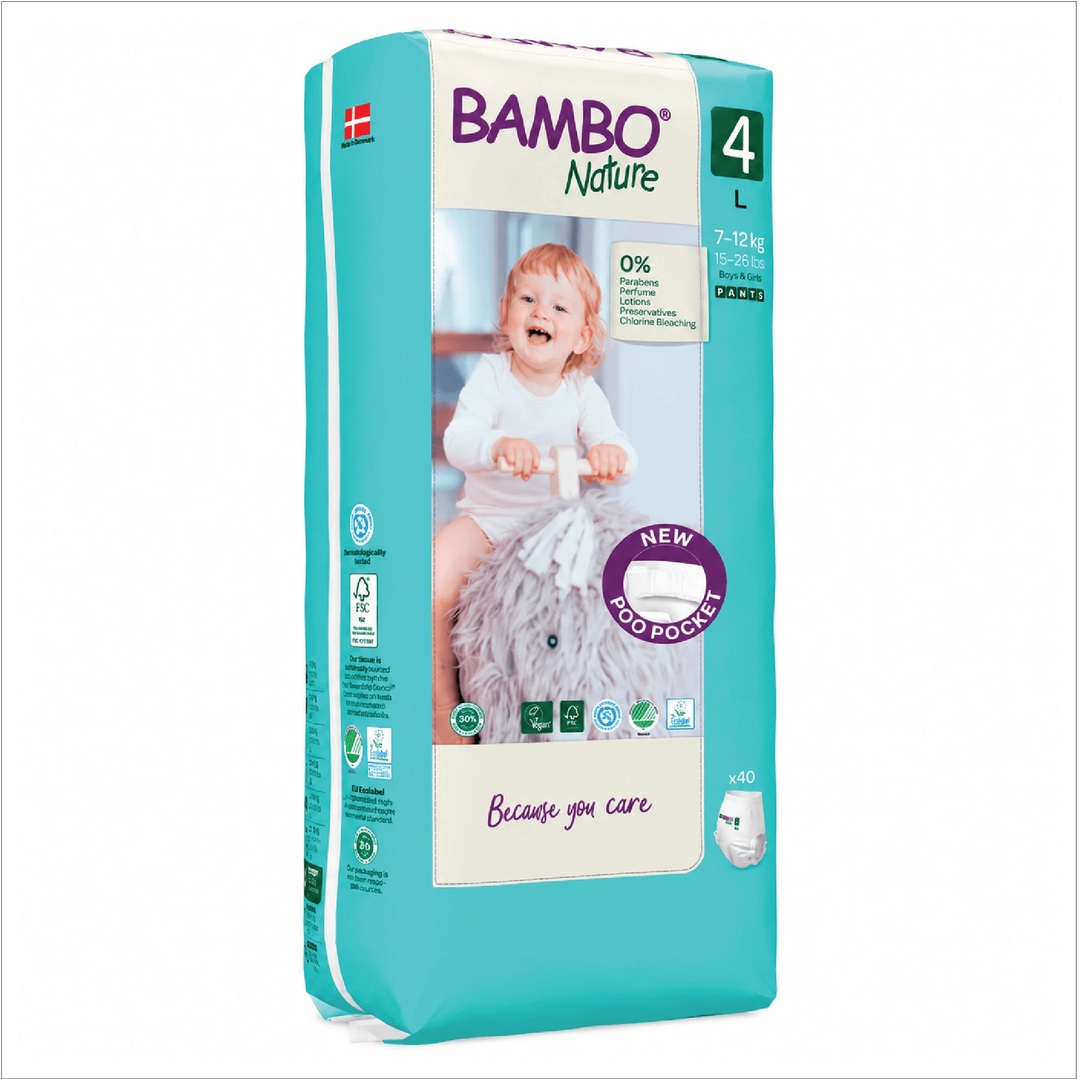 Bambo Nature Premium Baby Pants Diapers for Babies, Large Size (7-12 Kgs), Super Absorbent, Breathable, Extra Soft, Dermatologically Tested, Hypoallergenic Infant Nappies With Wetness Indicator