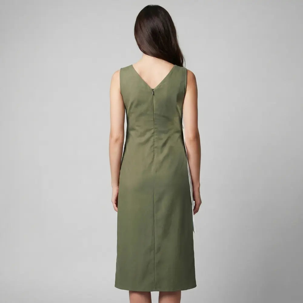SOL MAMA Side Bow Tie Dress - Olive Green