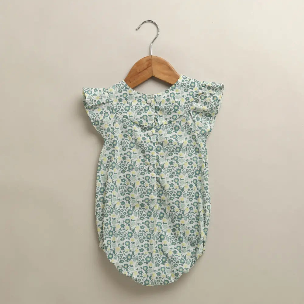 Sweetlime By AS Baby Girls Sage Green Floral Print Romper Sage Green