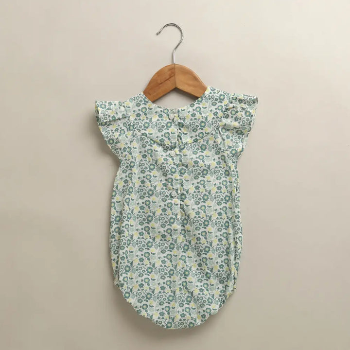 Sweetlime By AS Baby Girls Sage Green Floral Print Romper Sage Green