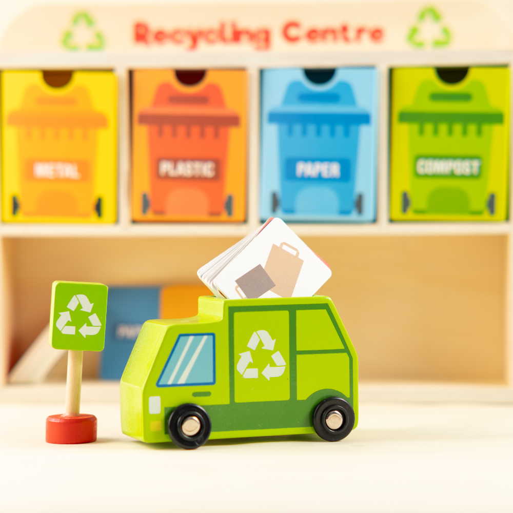 Playbox Tiny Trash Hub | Recycling Center & Toy Truck Set