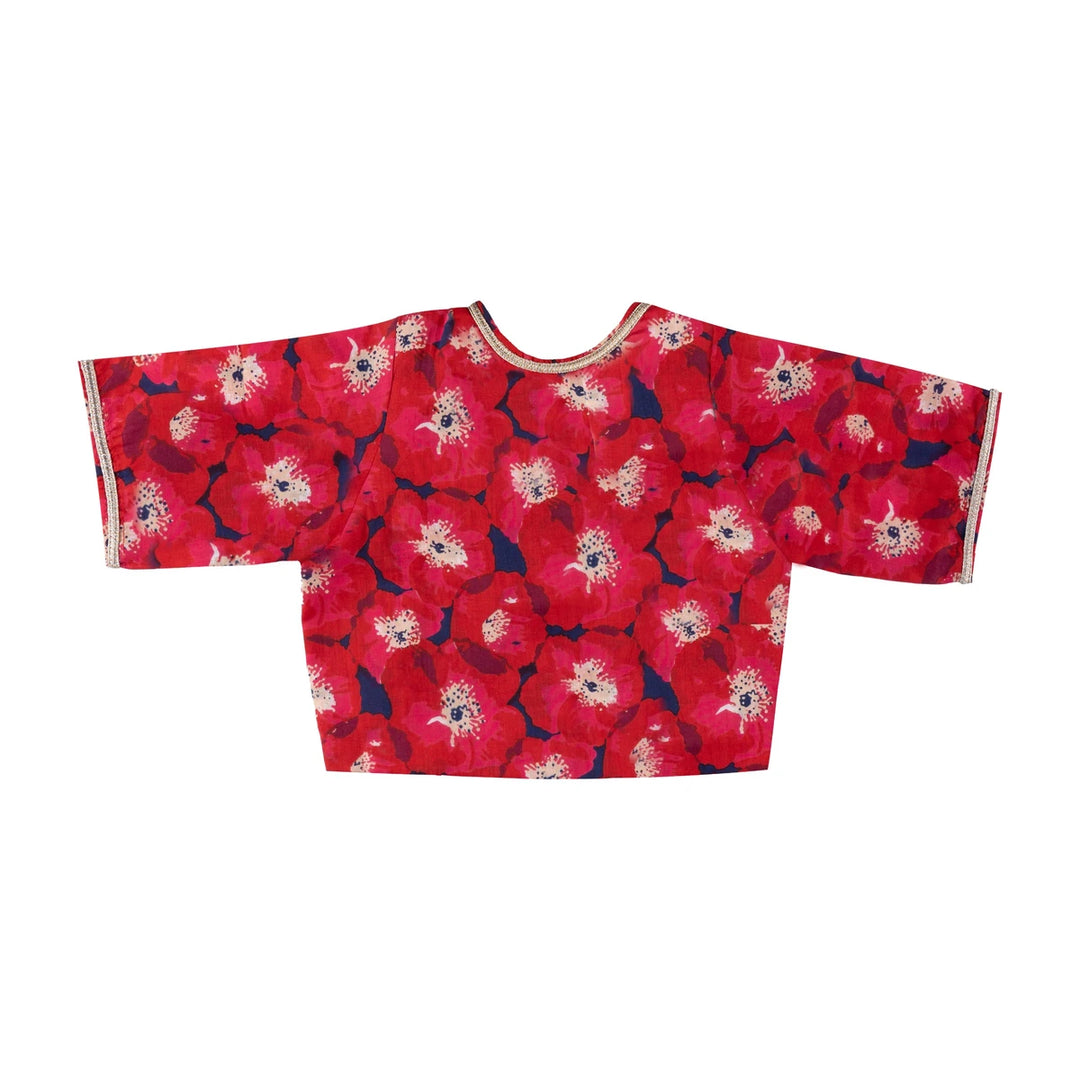 Dulaar Cotton Lehenga Set for Girls (Gota Work)-Painted Poppies