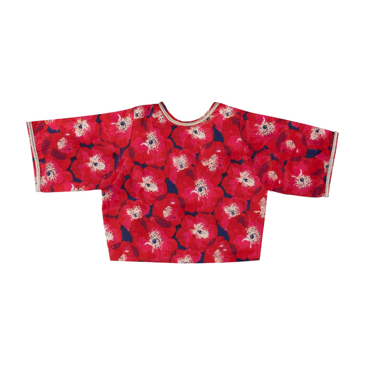 Dulaar Cotton Lehenga Set for Girls (Gota Work)-Painted Poppies