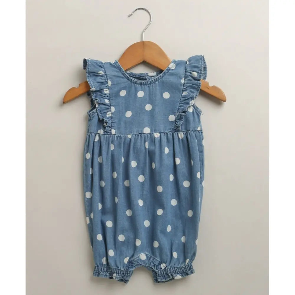 Sweetlime By As Daisy Dot Denim Romper - Blue