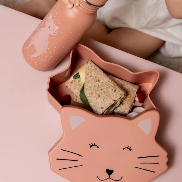 Trixie Animal-Shaped Kids Lunch Box | Durable Dishwasher-Safe Snack &amp; Meal Box with Easy-Open Secure Lid for School, Travel &amp; Picnics | 3 Years Onwards | Mrs. Cat