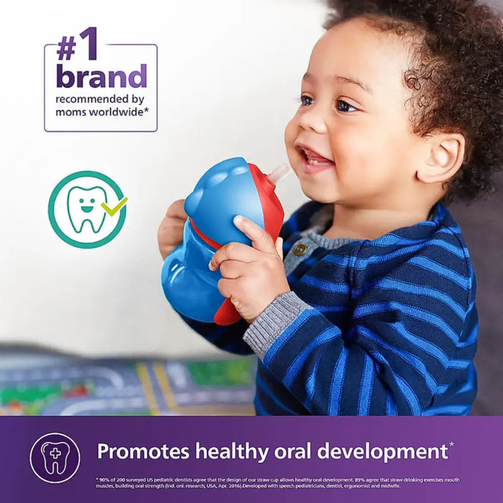 Philips Avent Sipper Bottle for Kids- | Leak proof design | Easy grip with Silicone Handle| BPA Free | Microwave safe | Ideal for 9m+ |200ml | Pack of 1 | Assorted colours (Blue/Purple)