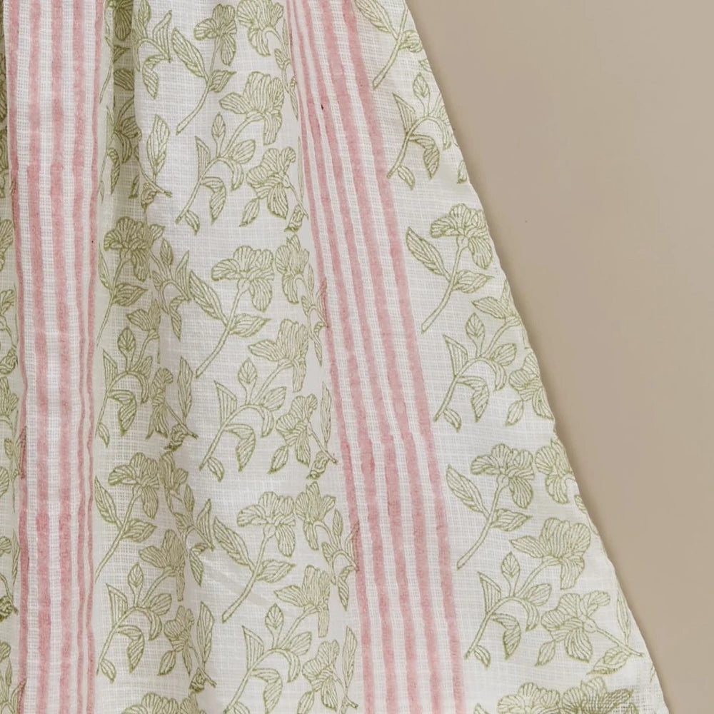 Liz Jacob Girls | White Kota Cotton Blockprinted Dress | Morning Dew