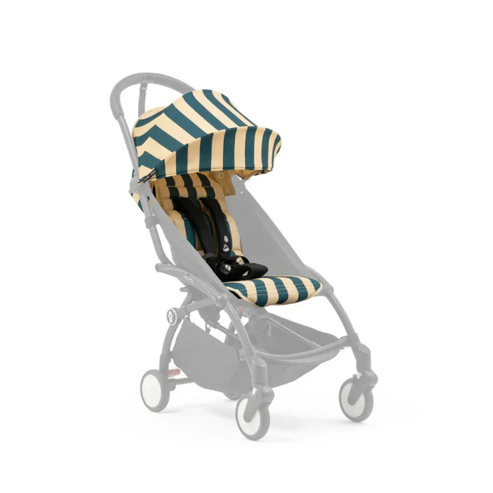 Stokke YOYO³ Riviera Summer Kit | Limited Edition Summer Collection for YOYO³ Stroller | Includes Seat Pad, Extendable UPF 50+ Canopy &amp; Zipped Back Pocket | Lightweight Luxury Travel Styling | Requires YOYO³ Frame (Sold Separately) - Monaco