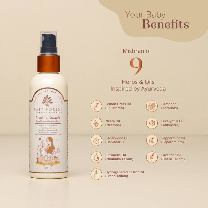 Baby Forest Mashak Kawach Baby Mosquito Repellant Spray - 100ml