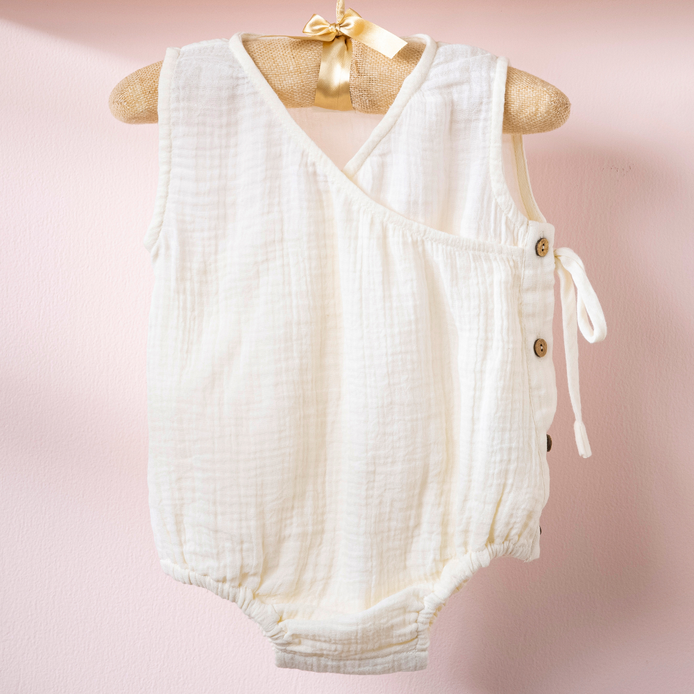 Baby Forest Poshaak Overlap Knotted Bodysuit - Off White