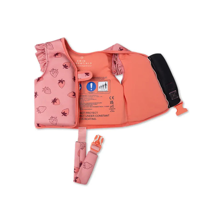 Swim Essentials Swim Vest, Kids Float Vest for Ages 1–2 Years (11–15 kg), Pink - Strawberry Fields