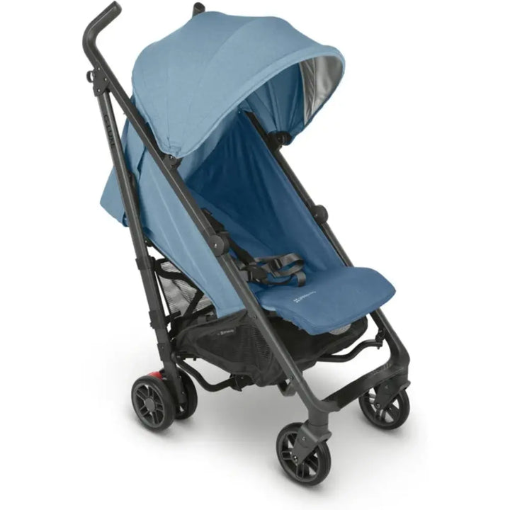 UPPAbaby G-Luxe Lightweight Compact Stroller, Easy Fold, Flat Recline, Travel Friendly, Includes Cup Holder, Carry Strap, Sun Canopy up to 4 years - Blue/Charlotte