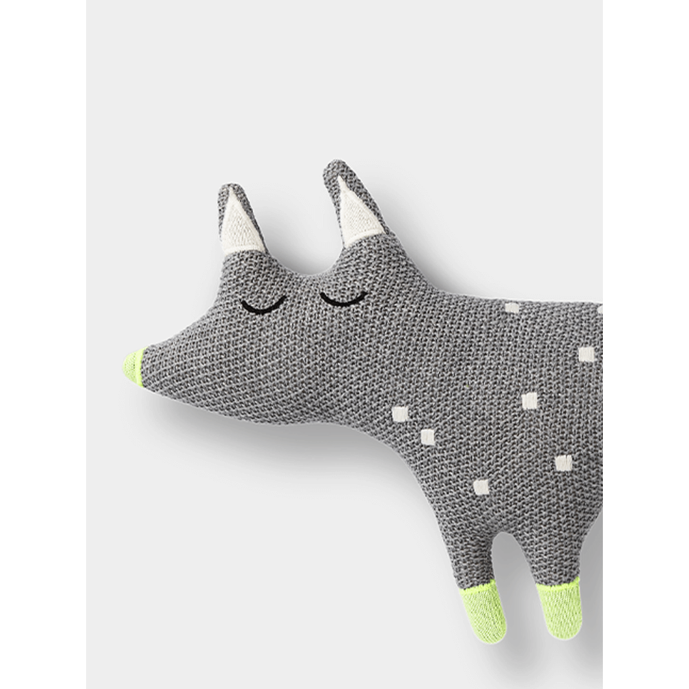 The Baby Trunk Grey Crochet Fox Soft Toy For Newborn Baby