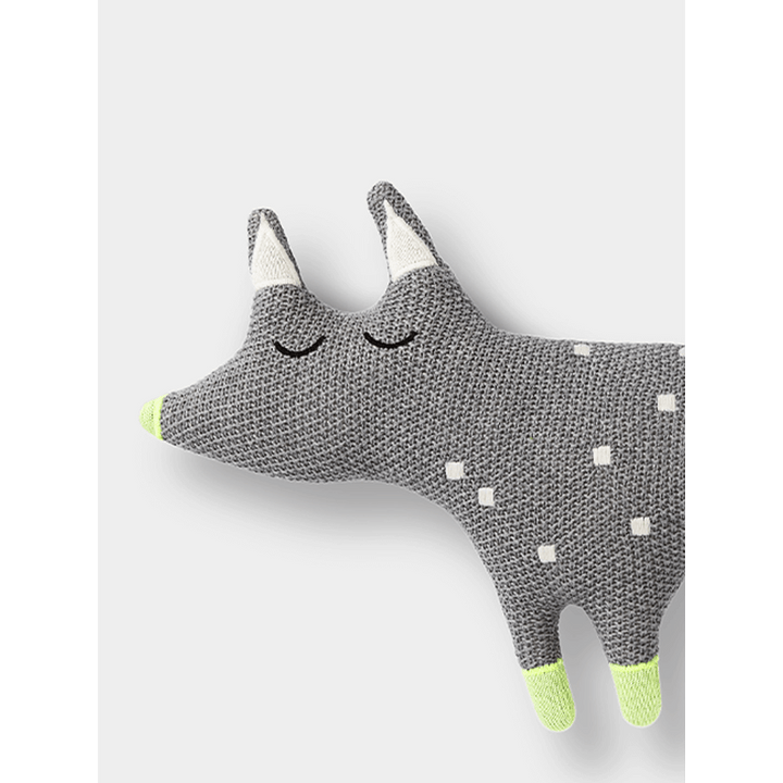 The Baby Trunk Grey Crochet Fox Soft Toy For Newborn Baby