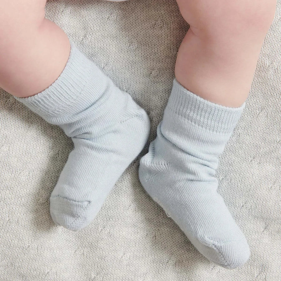 Purebaby Unisex Organic Cotton 3 Pack Baby Sock - Pale Blue Pack