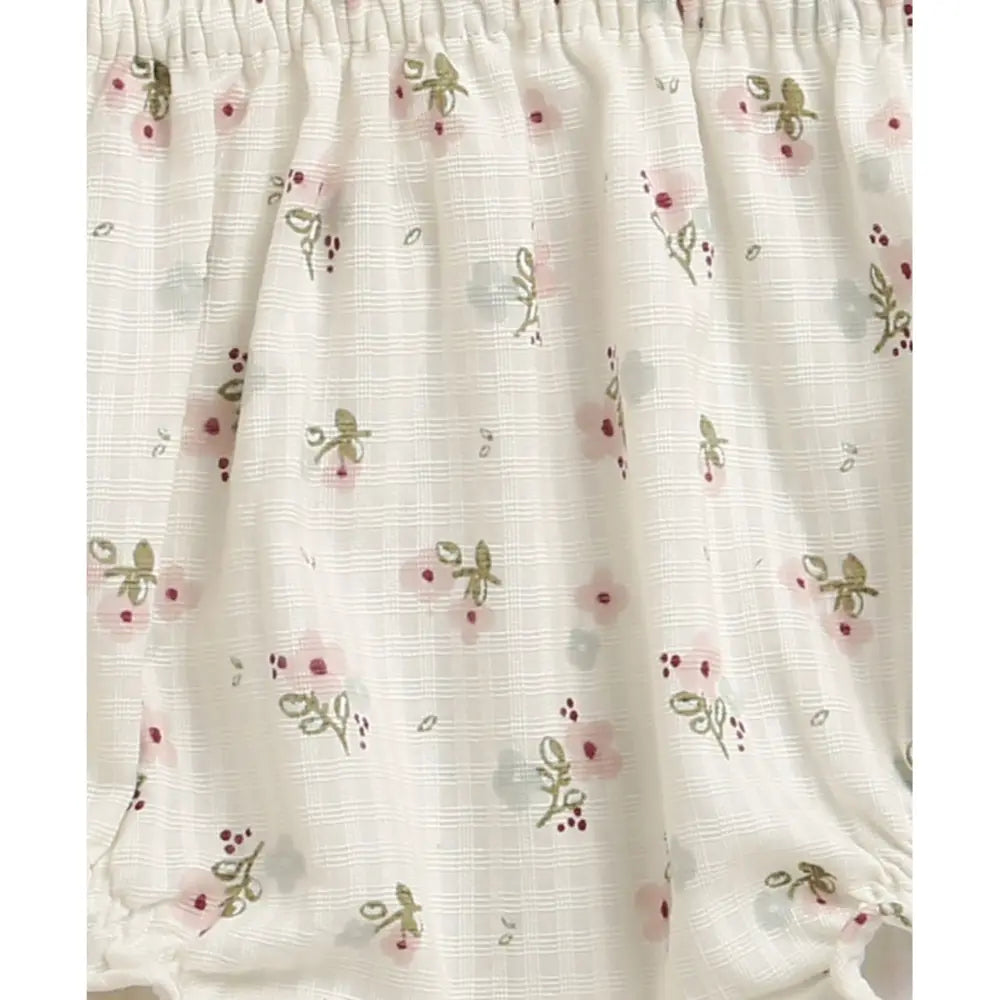 Sweetlime By As Organic Cotton Viscose Shell Top &amp; Pink Tweed Jacquard Shorts Set - White - 24-36M