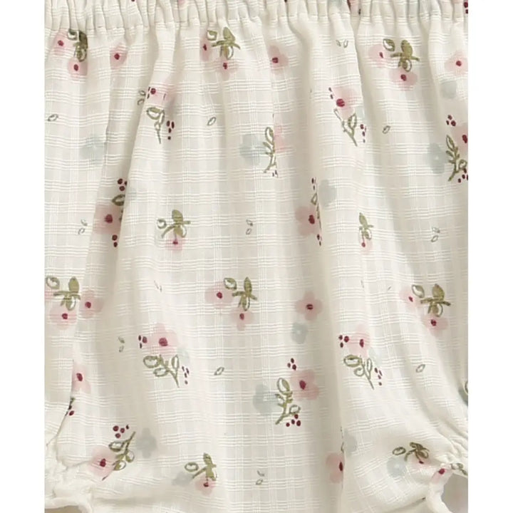 Sweetlime By As Organic Cotton Viscose Shell Top &amp; Pink Tweed Jacquard Shorts Set - White - 24-36M