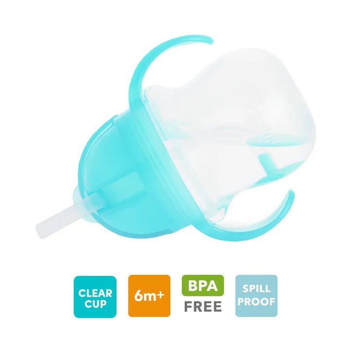 Munchkin Click Lock Tip &amp; Sip Weighted Straw Cup with Handles – Spill-Proof Sippy Cup with Flip-Top Lid, 7oz, BPA-Free, 6+ Months - Blue